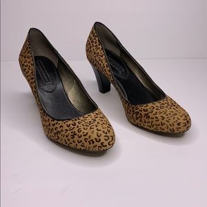 Banana Republic calf hair leopard print heels